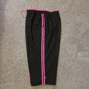 Made For Life 2X Black Hot Pink Elastic Waist Capri Pants Exercise Casual EUC